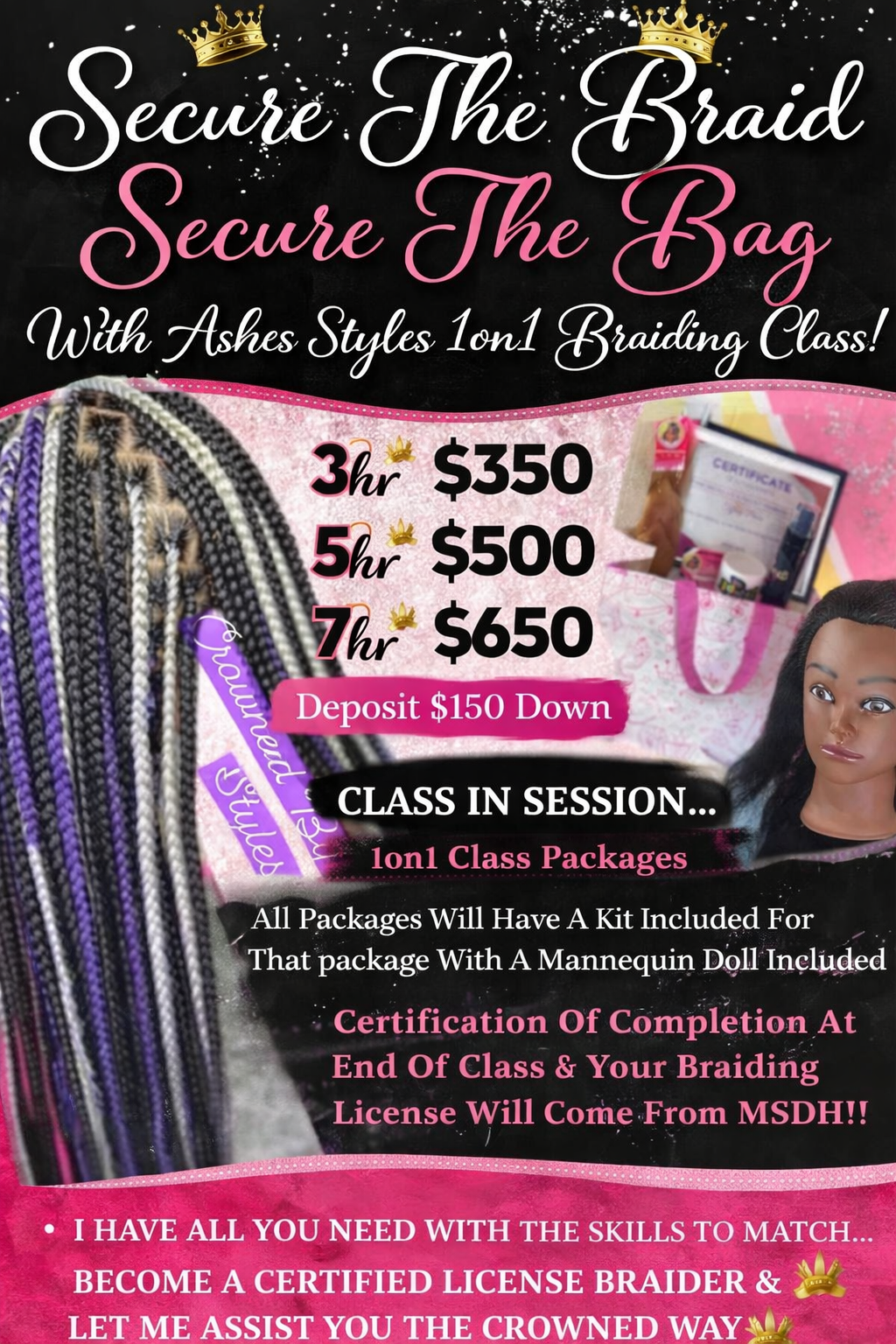1on1 Braiding Class (Deposit ONLY)